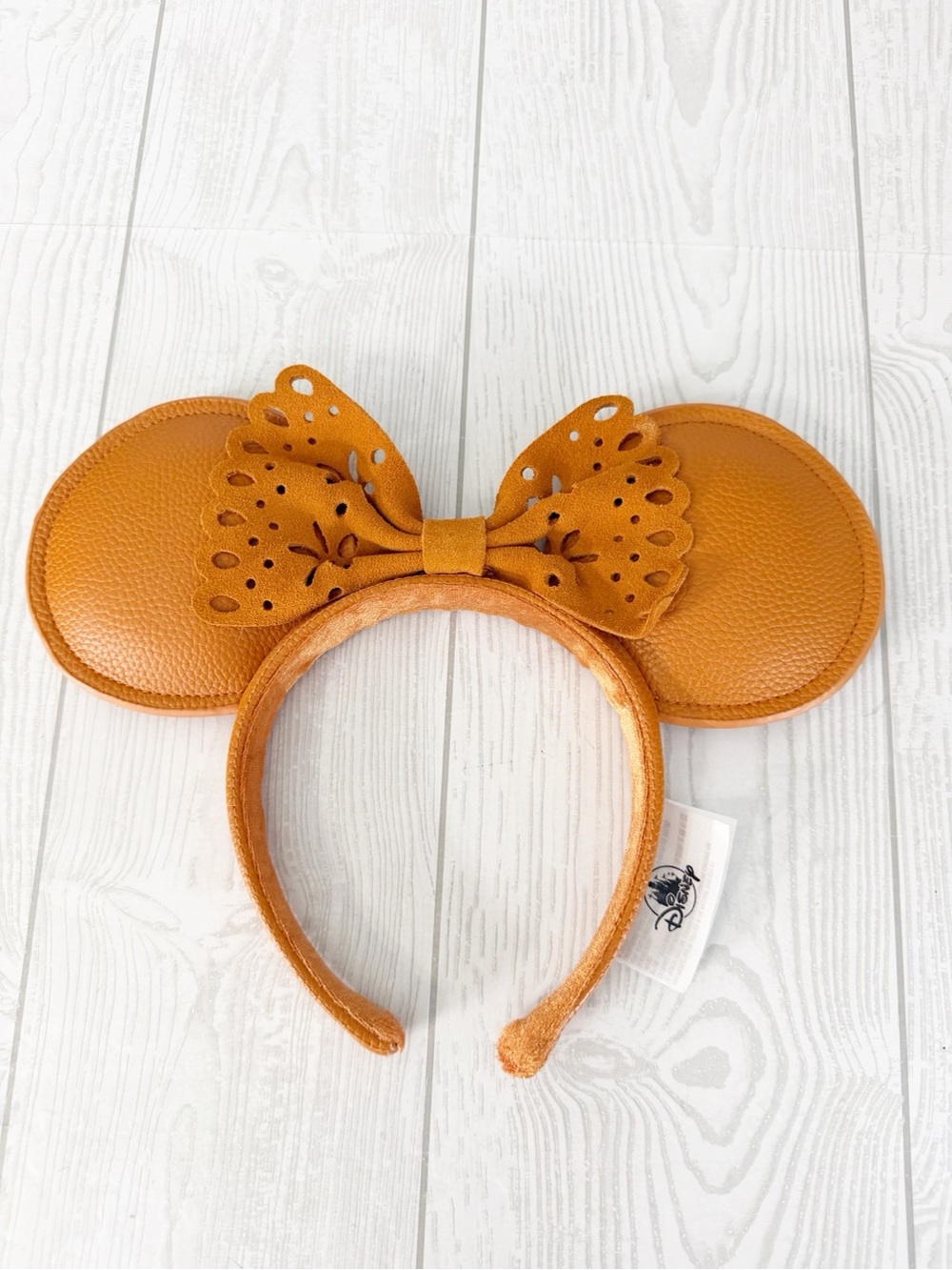Disney Parks Minnie Desert Sand Autumn Orange Faux Leather Ears Boho Headband